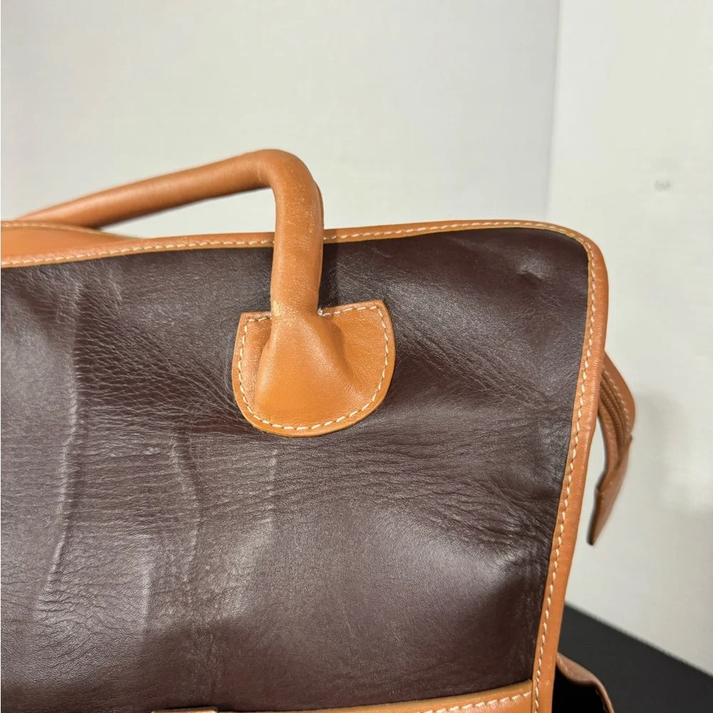 bo'n Brown Leather Tote‎ Bag Satchel Buckle Accent Pocketbook Handbag Purse